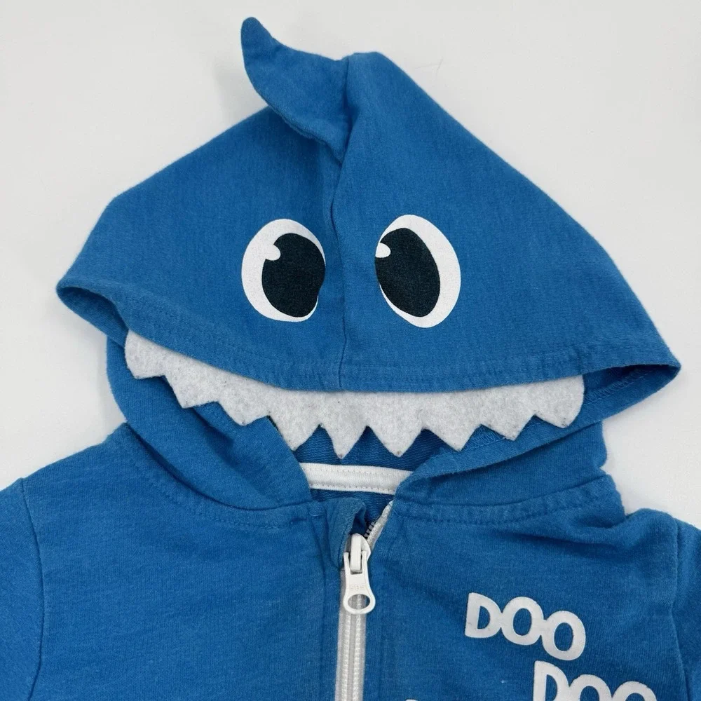 Baby Shark Jacket Boys 3T Blue Nickelodeon Doo Doo Long Sleeve Full Zip Pinkfong